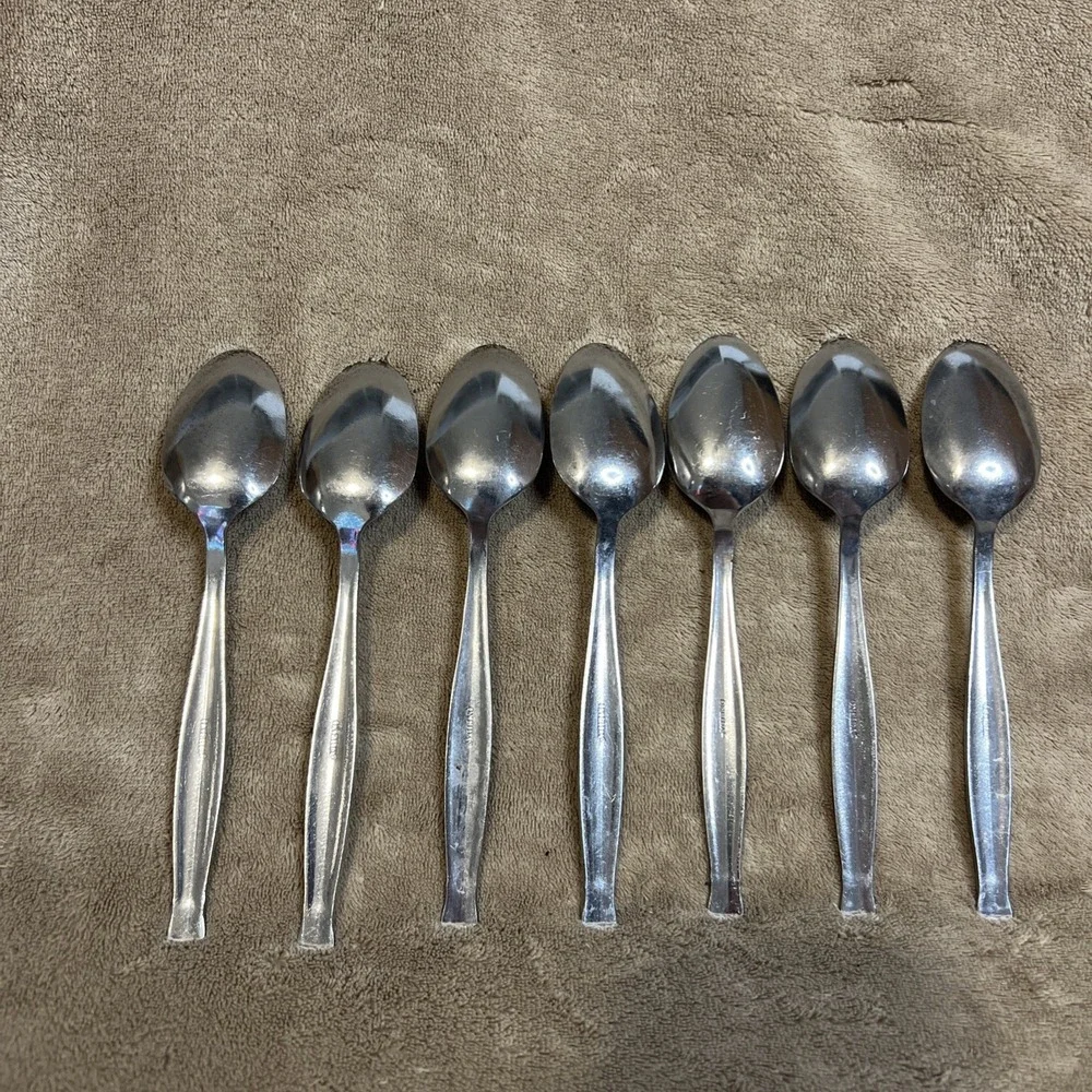 Lot of 7 Oneida Ambiance Stainless Steel Flatware Tablespoon Oval Soup Spoon MCM